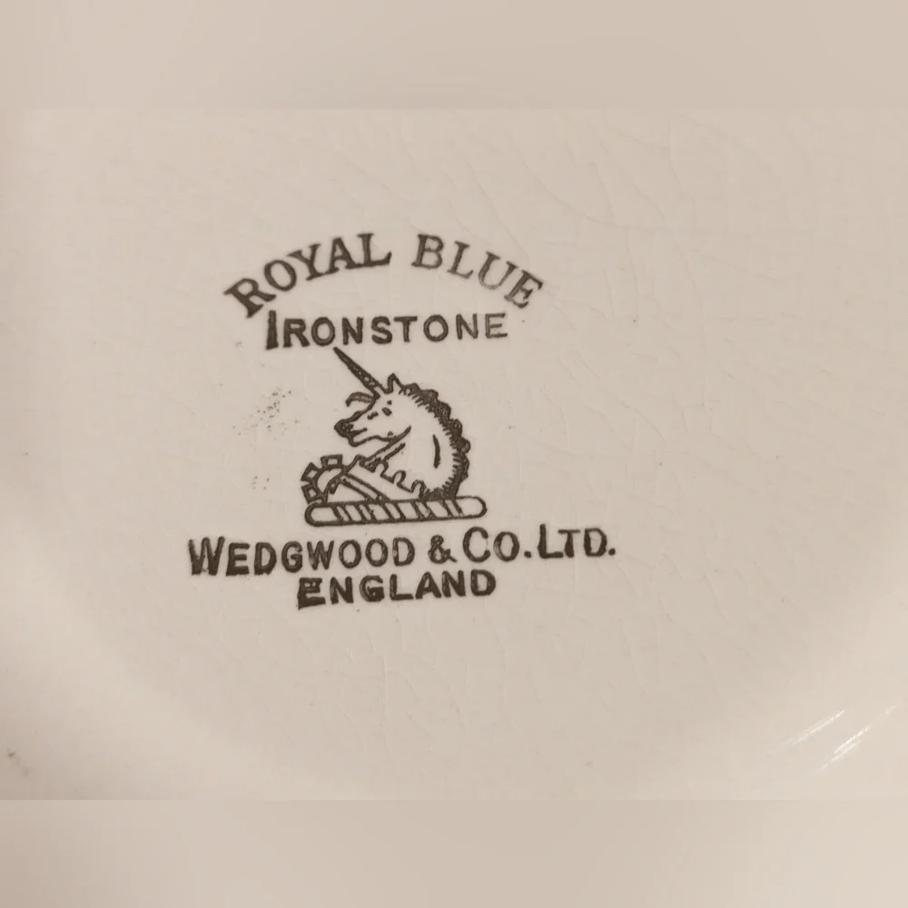 7Pc. Vintagntage Royal Blue Ironstone 8 Bread Desert 6
